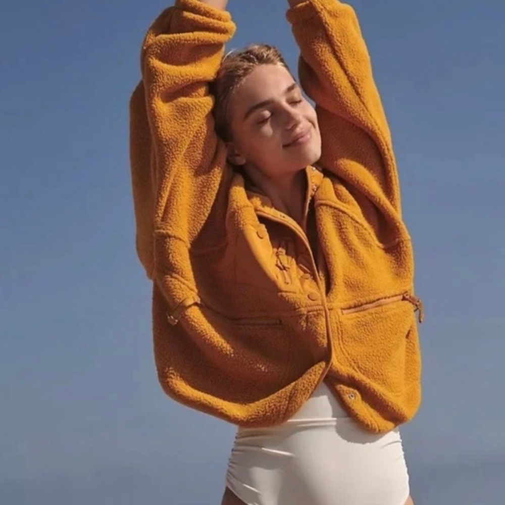 Free People Hit The Slopes Fleece Jacket / Russet Orange